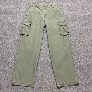 Outdoor Life Mens Cargo Pants Size 36x34 Green Denim Cotton Utility Mid Rise